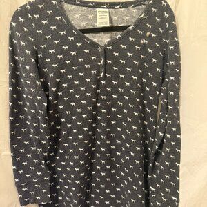 Victoria’s Secret PINK Dog Print Thermal Top Women’s Small Long Sleeve